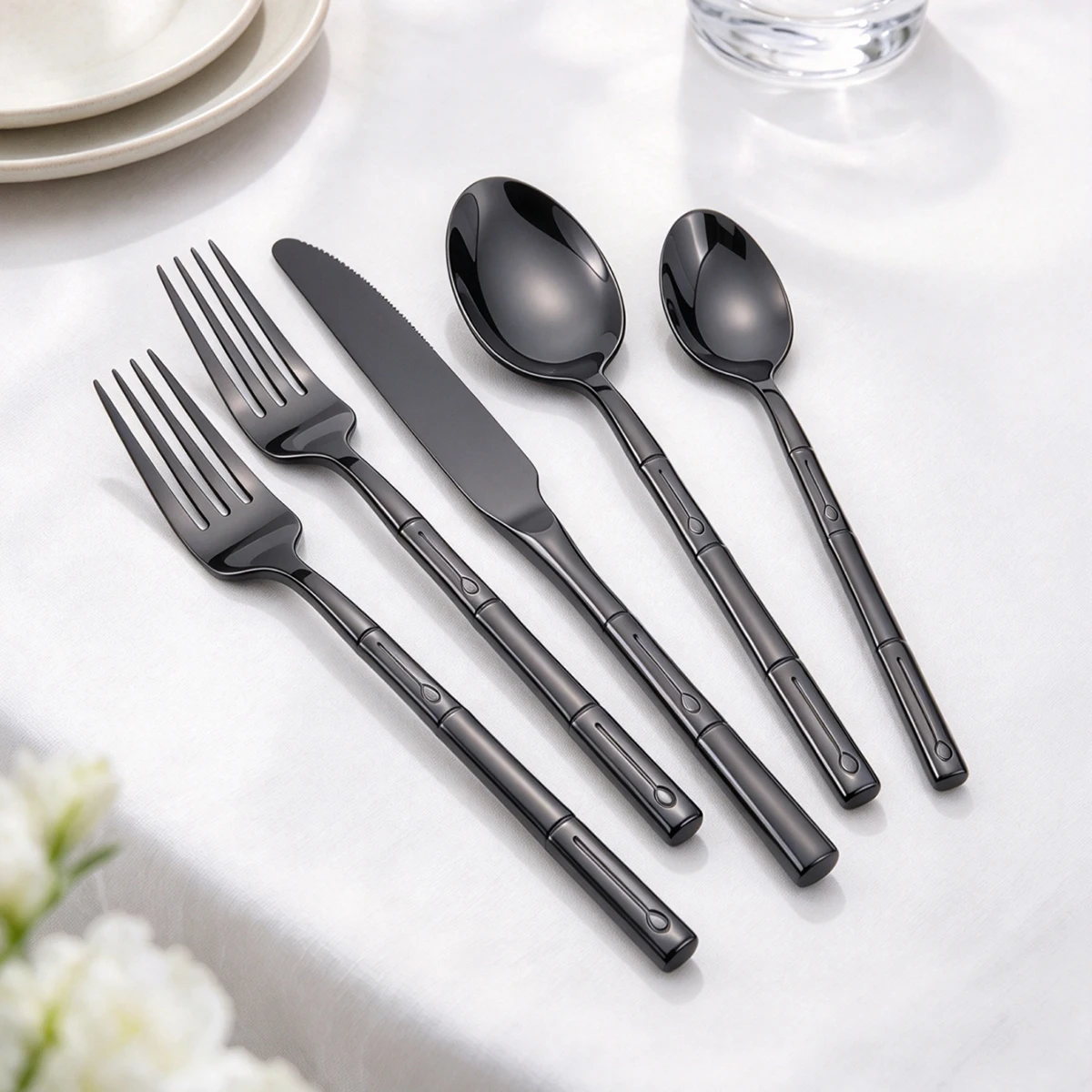 5pcs Knife Fork Spoon Cutlery  - Bamboo Cutlery reseña y precio