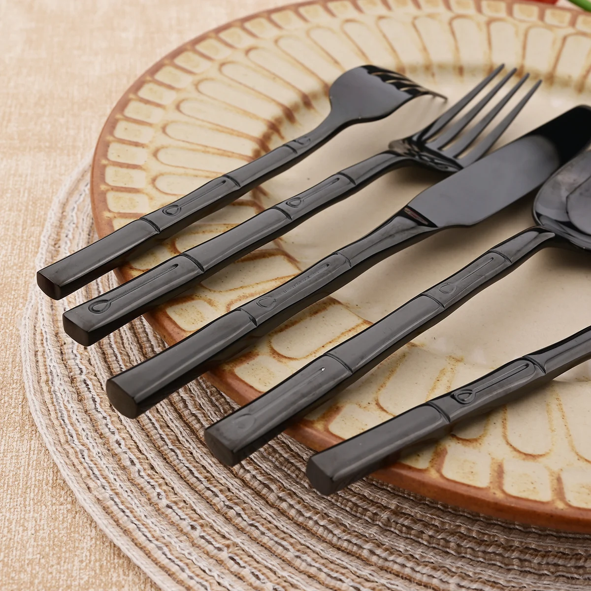 5pcs Knife Fork Spoon Cutlery  - Bamboo Cutlery reseña y precio
