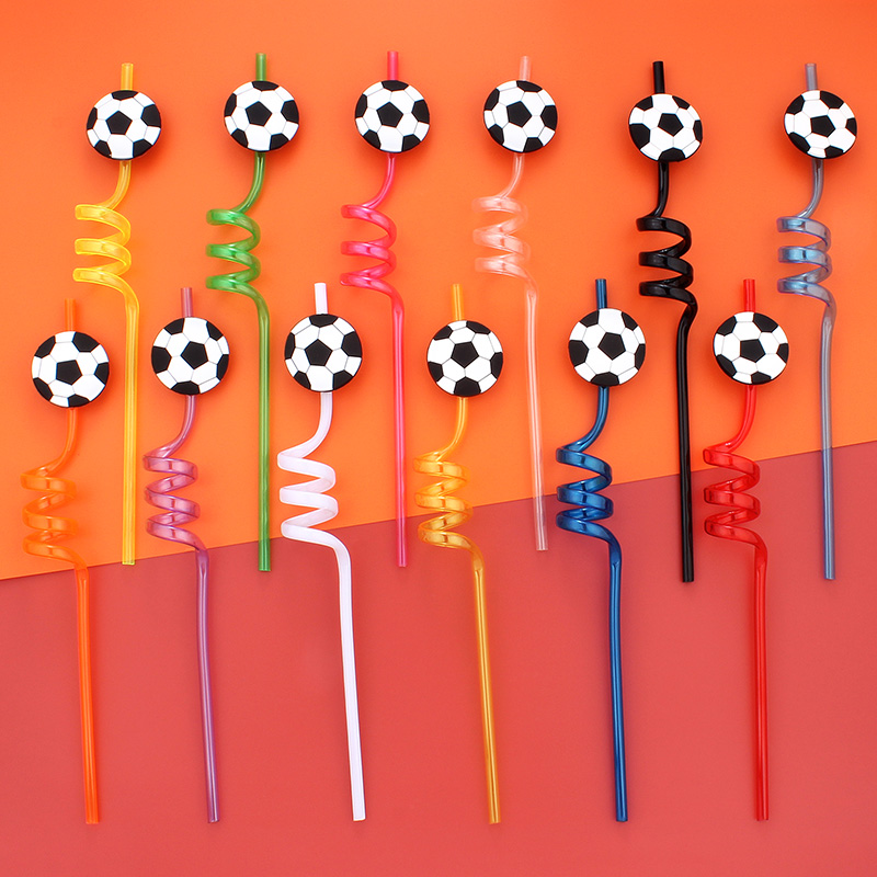 12 pajitas con temática de fút - Reusable Straw reseña y precio