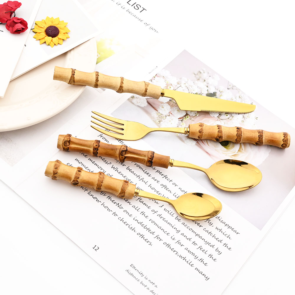 Drmfiy-Juego de cubiertos dora - Bamboo Cutlery reseña y precio