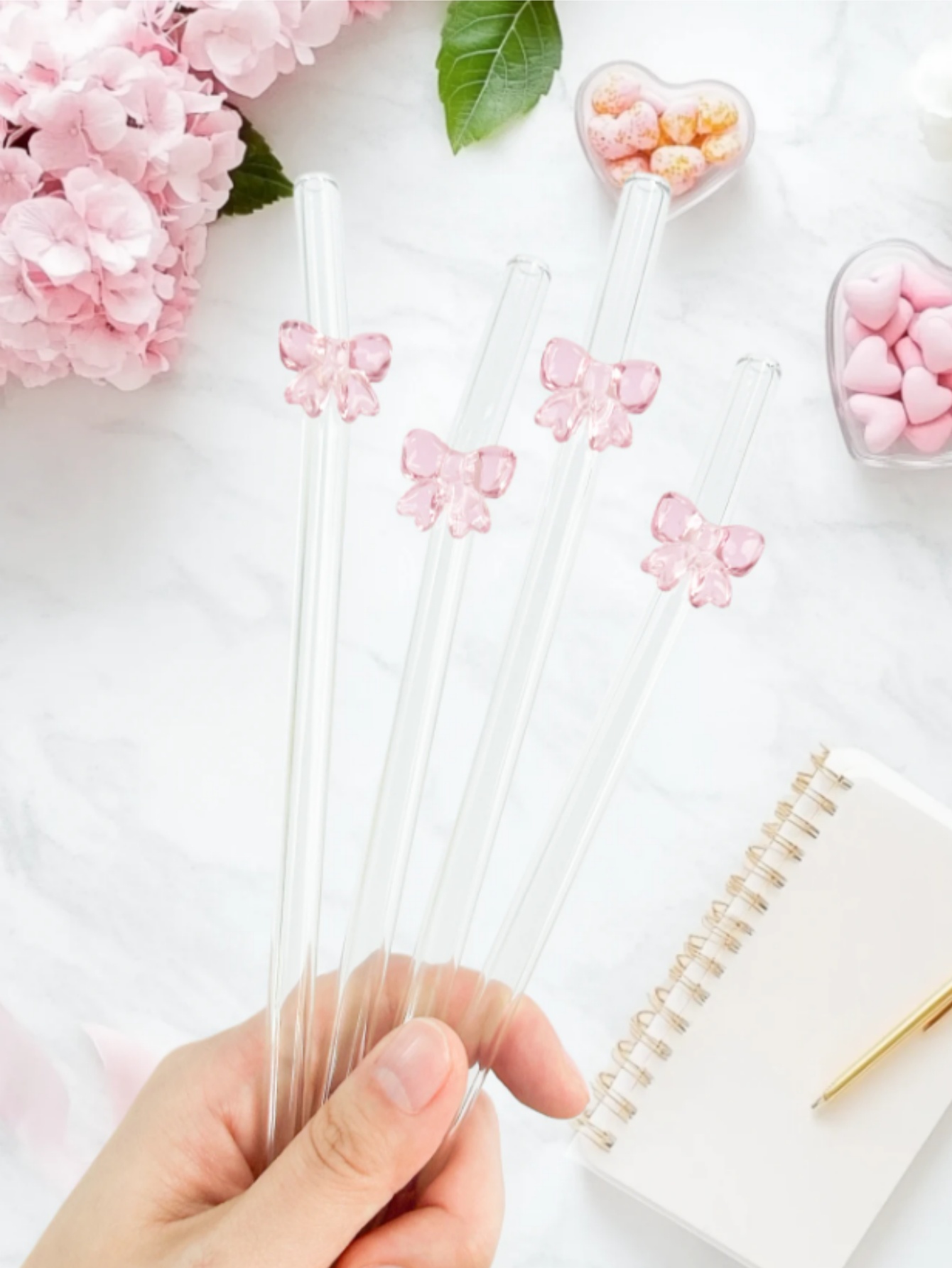 Pajita de cristal con lazo ros - Reusable Straw reseña y precio