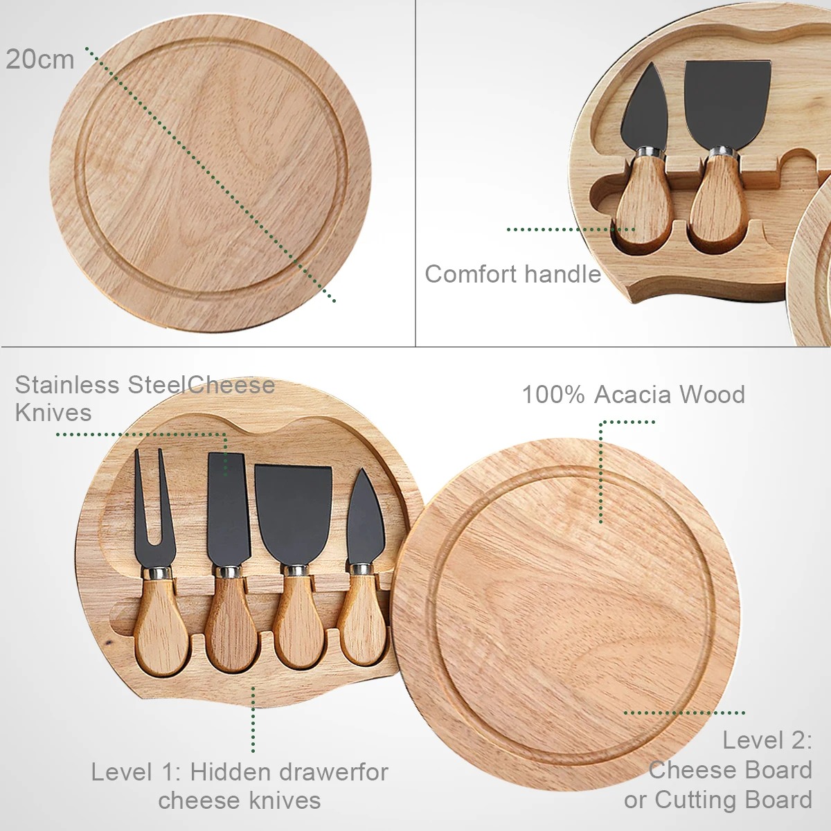 Juego de cuchillos para queso  - Bamboo Cutlery reseña y precio